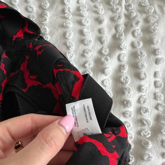 Proenza Schouler Long-sleeved Crop Top Sz 0 Back Bow Belt Black Red Polka Dot - Picture 2 of 10